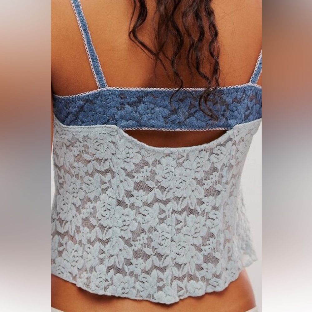 FREE PEOPLE INTIMATELY All Day Lace Cami in Blue NWT sz XL - Picture 2 of 5